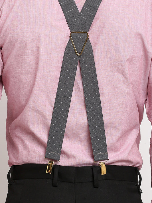 Grey Dotted Elastic Suspender MB-170