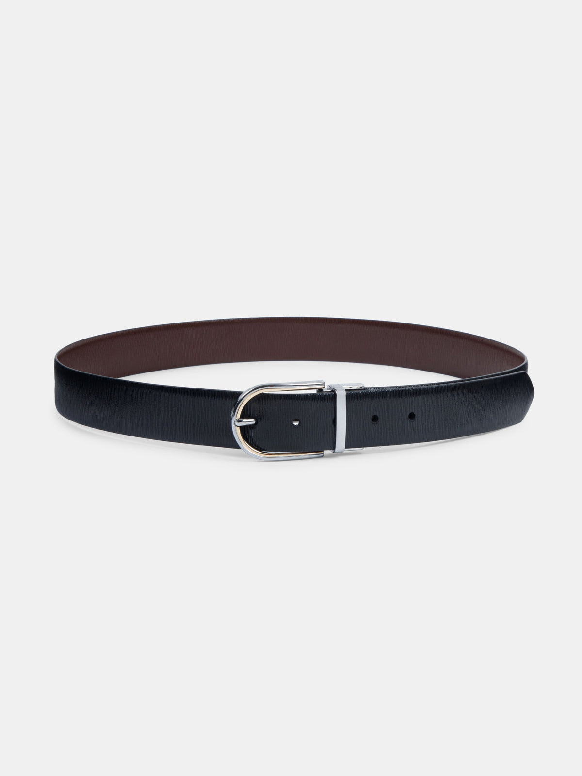 Croc-Embossed Reversible Leather Belt