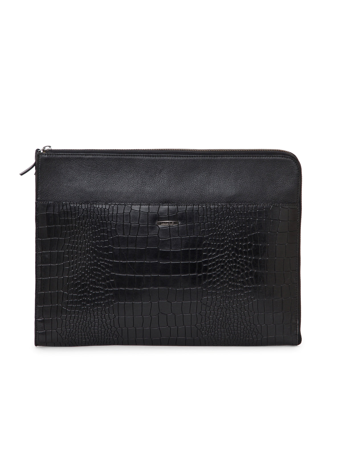 Croc-Embossed Leather Laptop Sleeve
