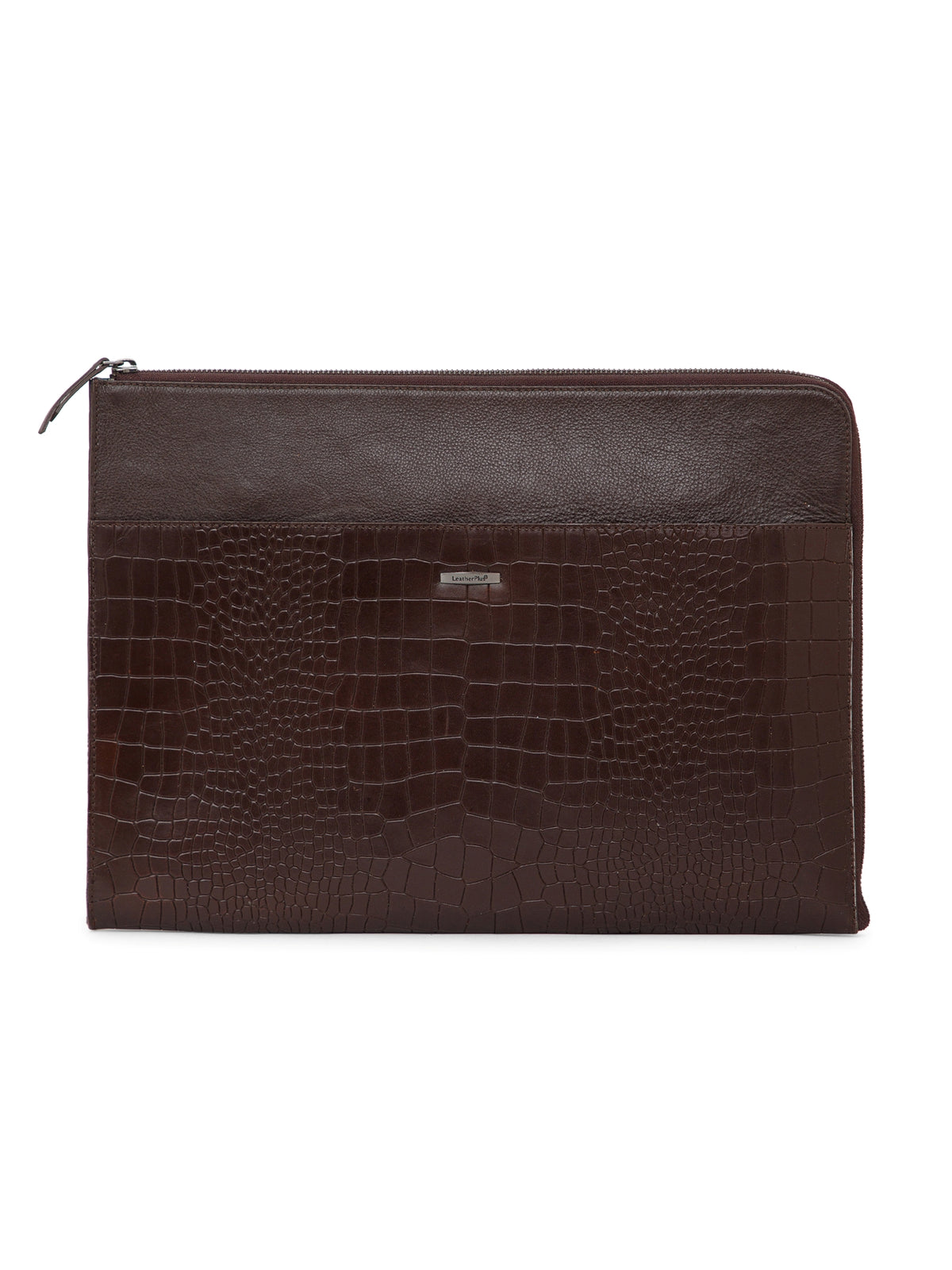 Croc-Embossed Leather Laptop Sleeve