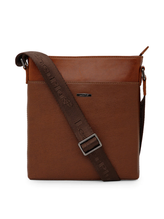 Saffiano Leather Men Sling Bag SGM-701 Tan
