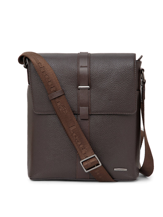 Textured Leather Men Sling Bag SGL-651 Brown