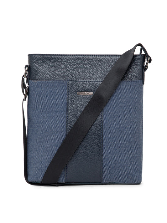 Dual-Texture Men Sling Bag SGM-401 Navy