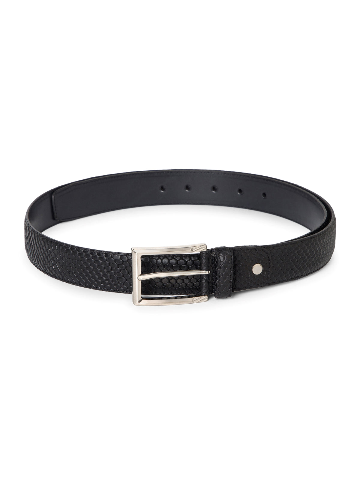 Plus Size Woven Texture Autolock Leather Belt