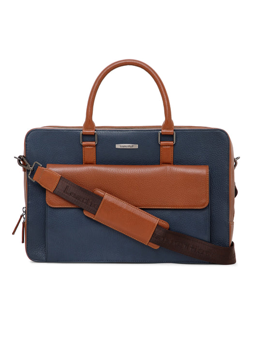 Colorblocked Leather Laptop Bag LT16-4004