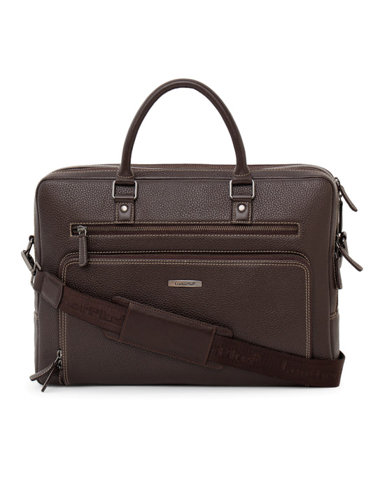 Leather Contrast Stitch Laptop Bag LT16-2002