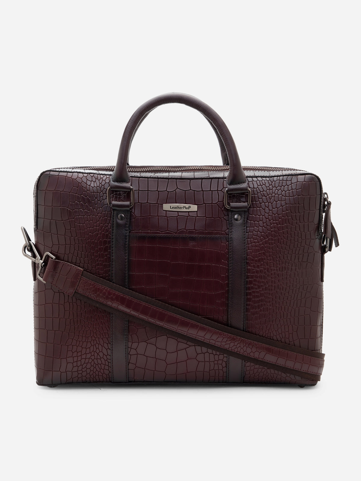 Croc-Embossed Executive Laptop Bag