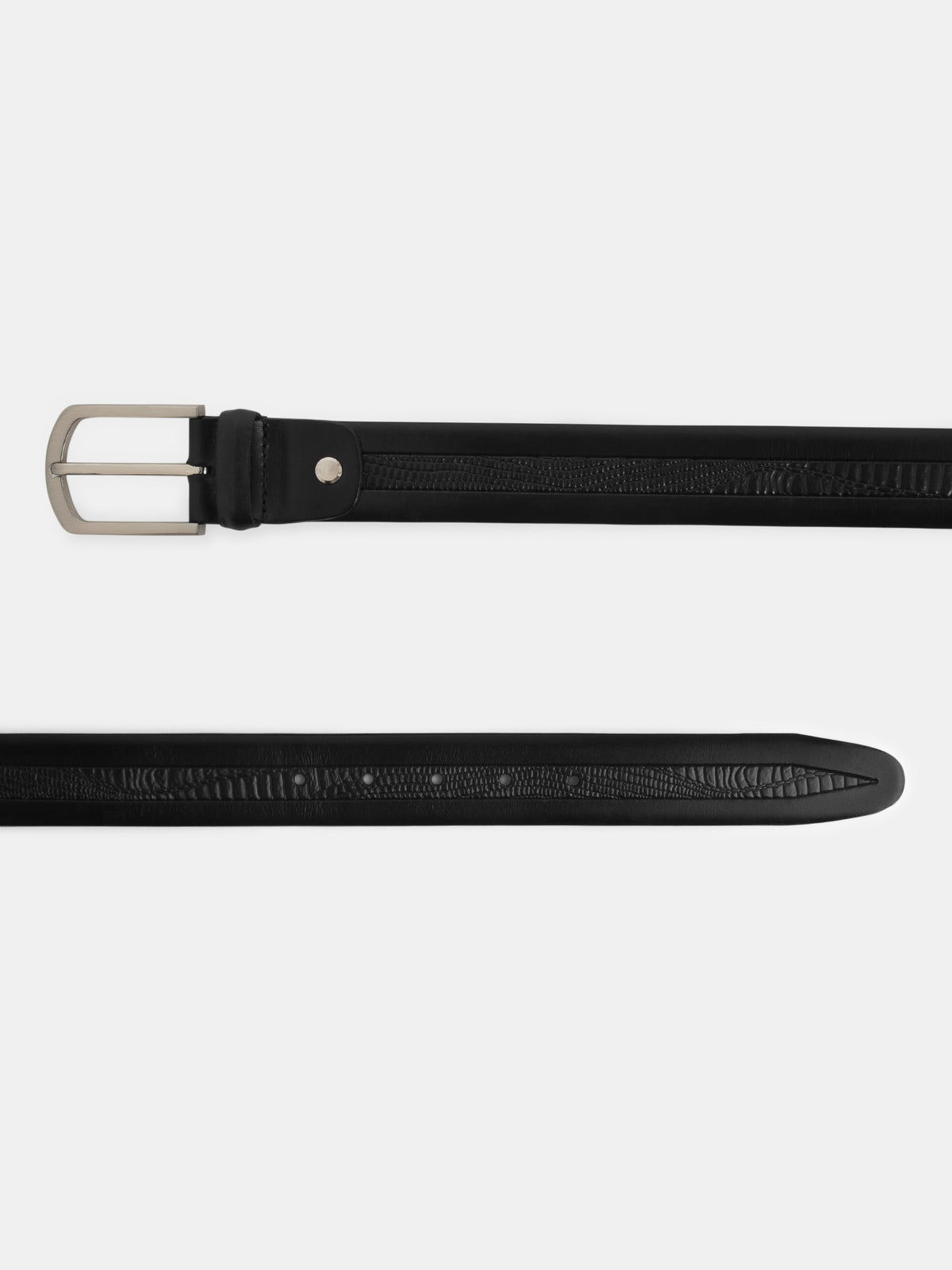 Edge Stitch Embossed Formal Leather Belt