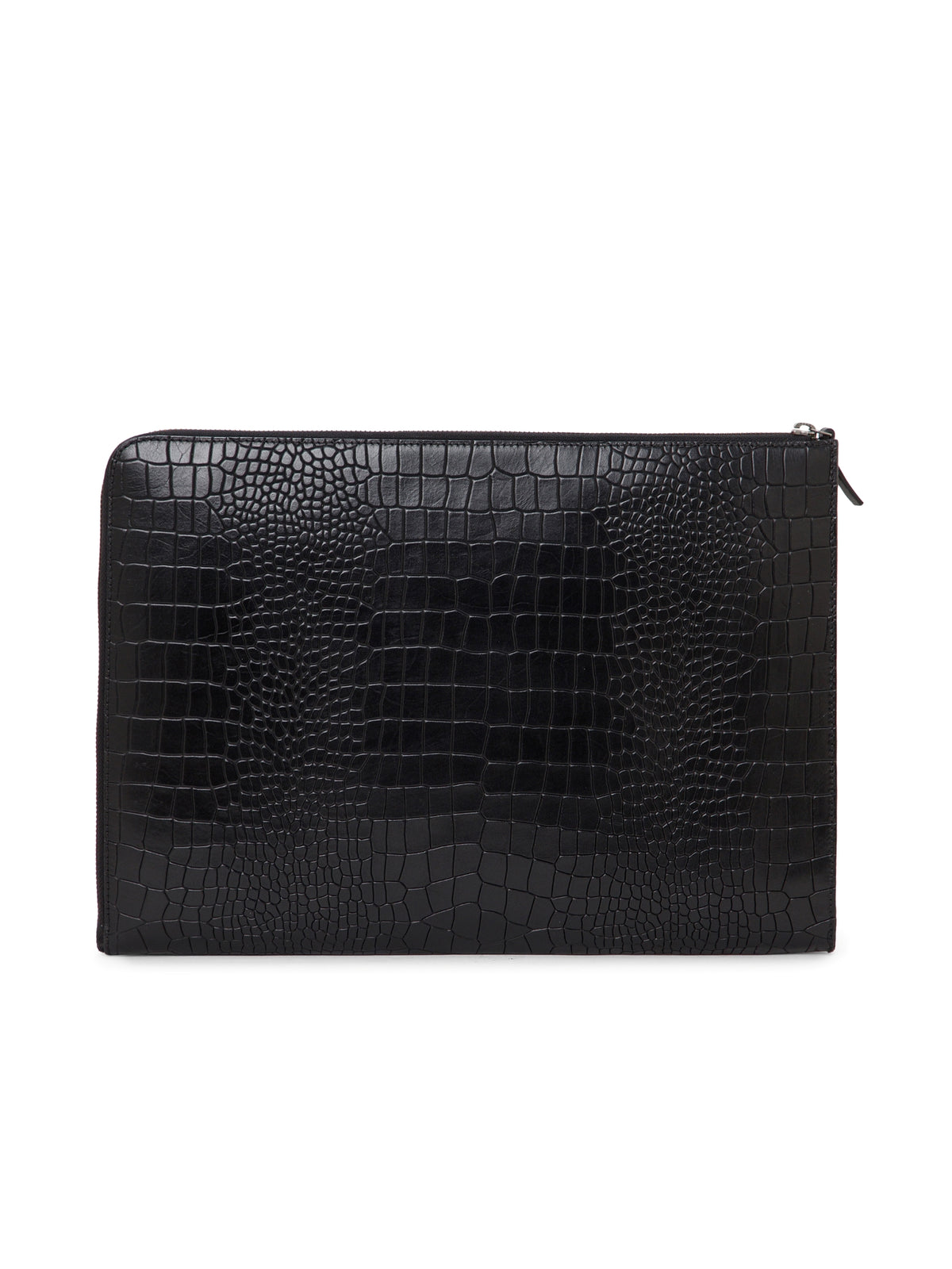 Croc-Embossed Leather Laptop Sleeve