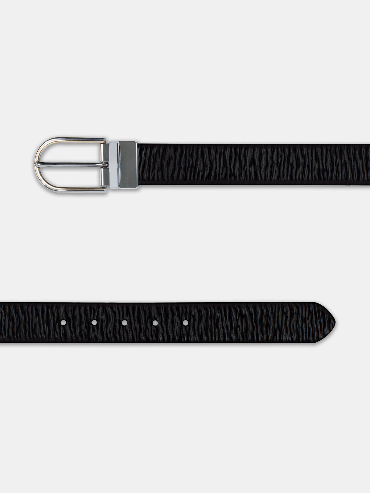Croc-Embossed Reversible Leather Belt