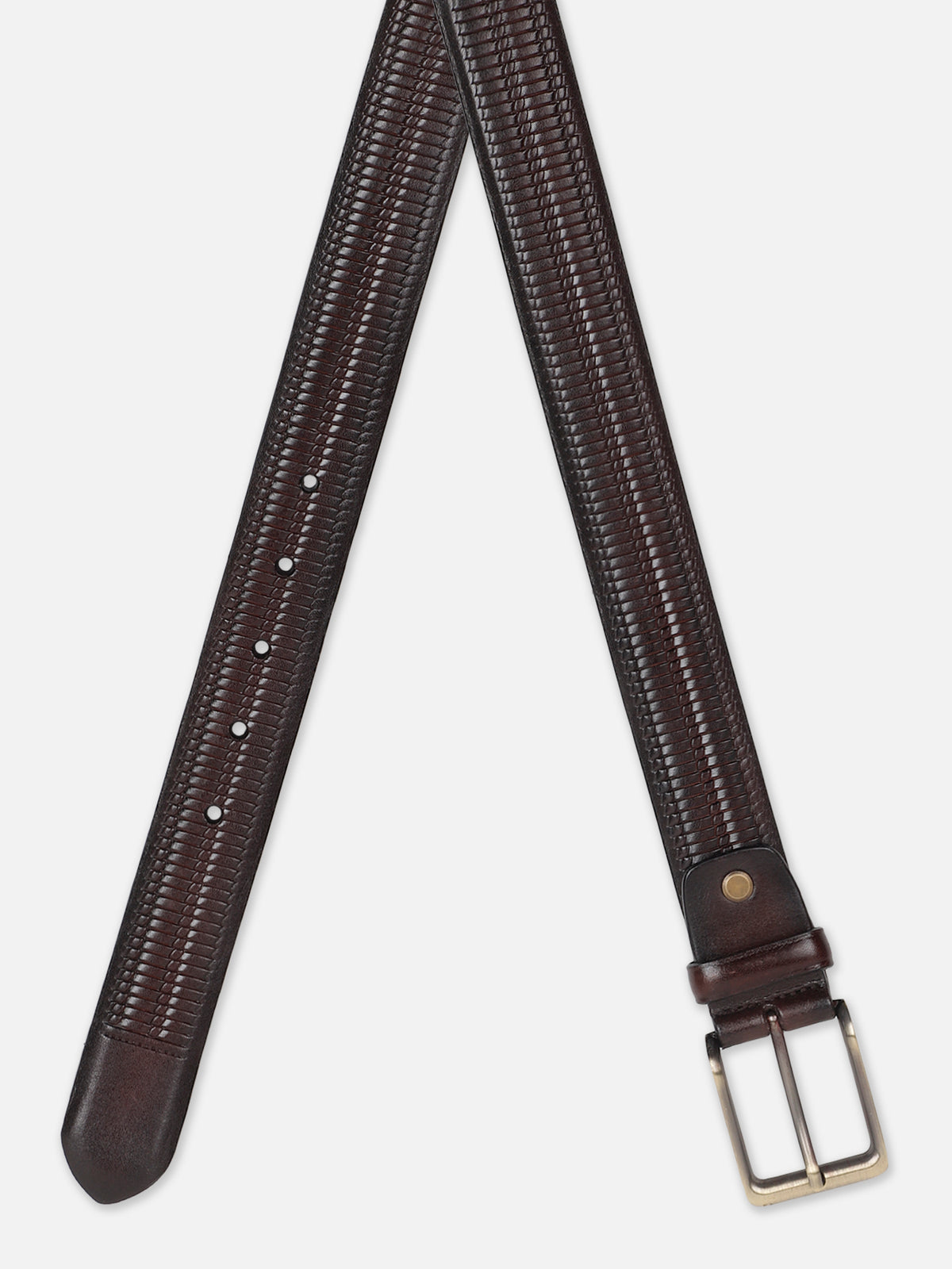 Dual-Texture with Basket Weave Leather Belt