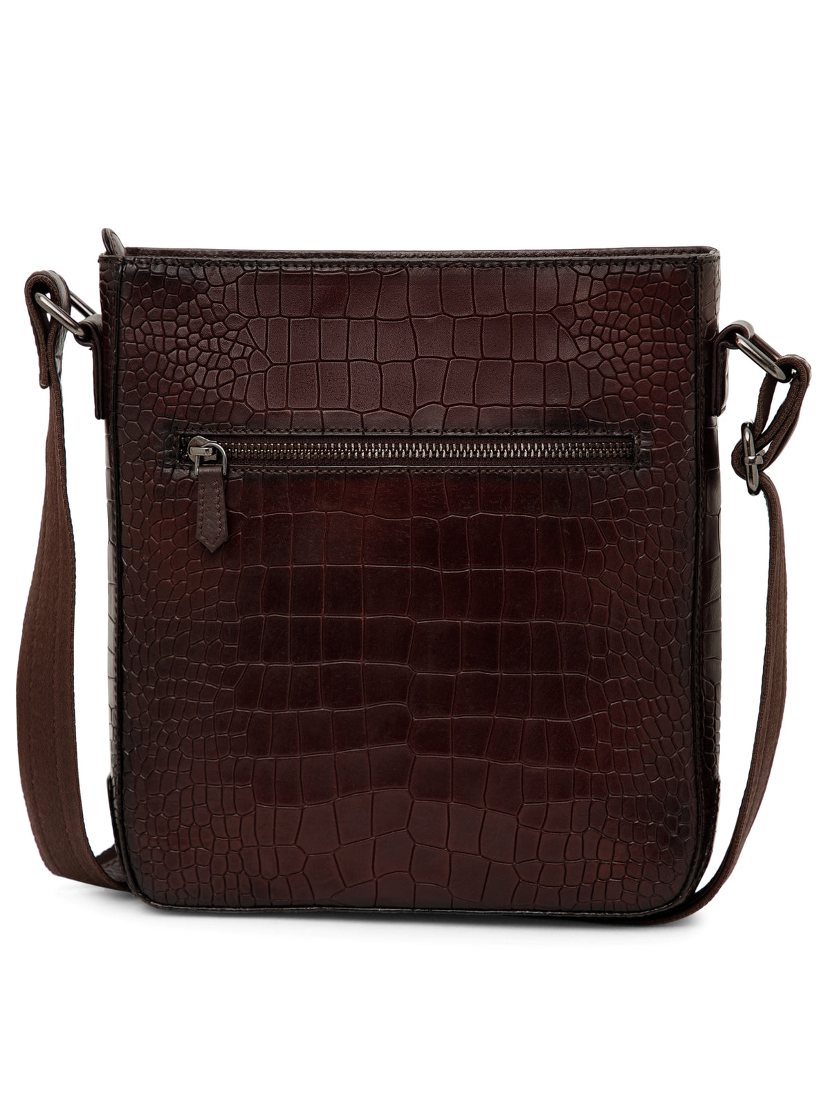 Croc-Embossed Leather Sling Bag