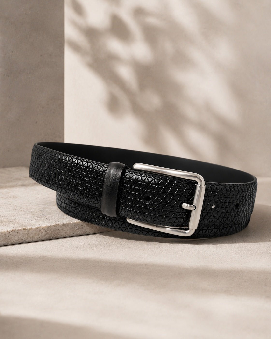 Slant Leather Pattern Belt