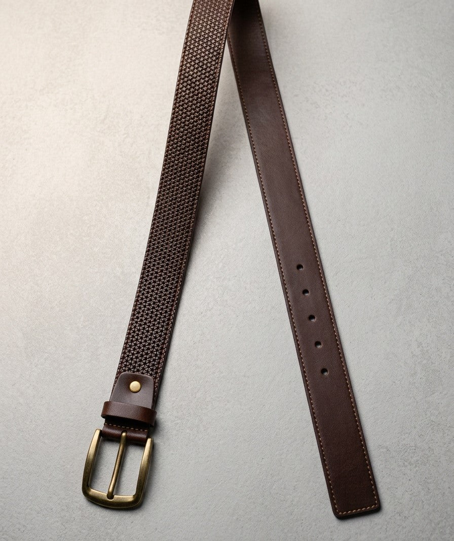 Classic Leather Belt with Contrast Stitching