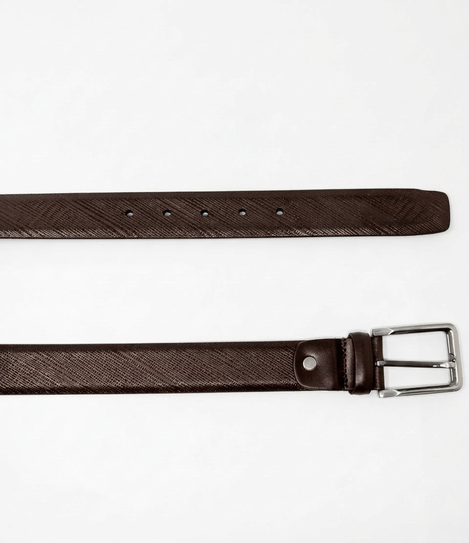 Classic Leather Belt with Contrast Stitching