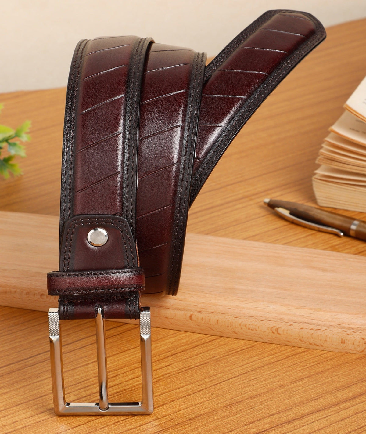 Slant Panel Pattern Belt
