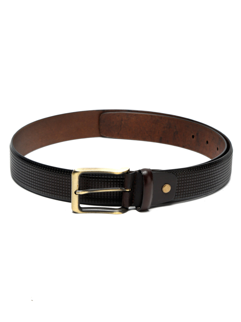 Square Grid Embossed Crafted Leather Belt