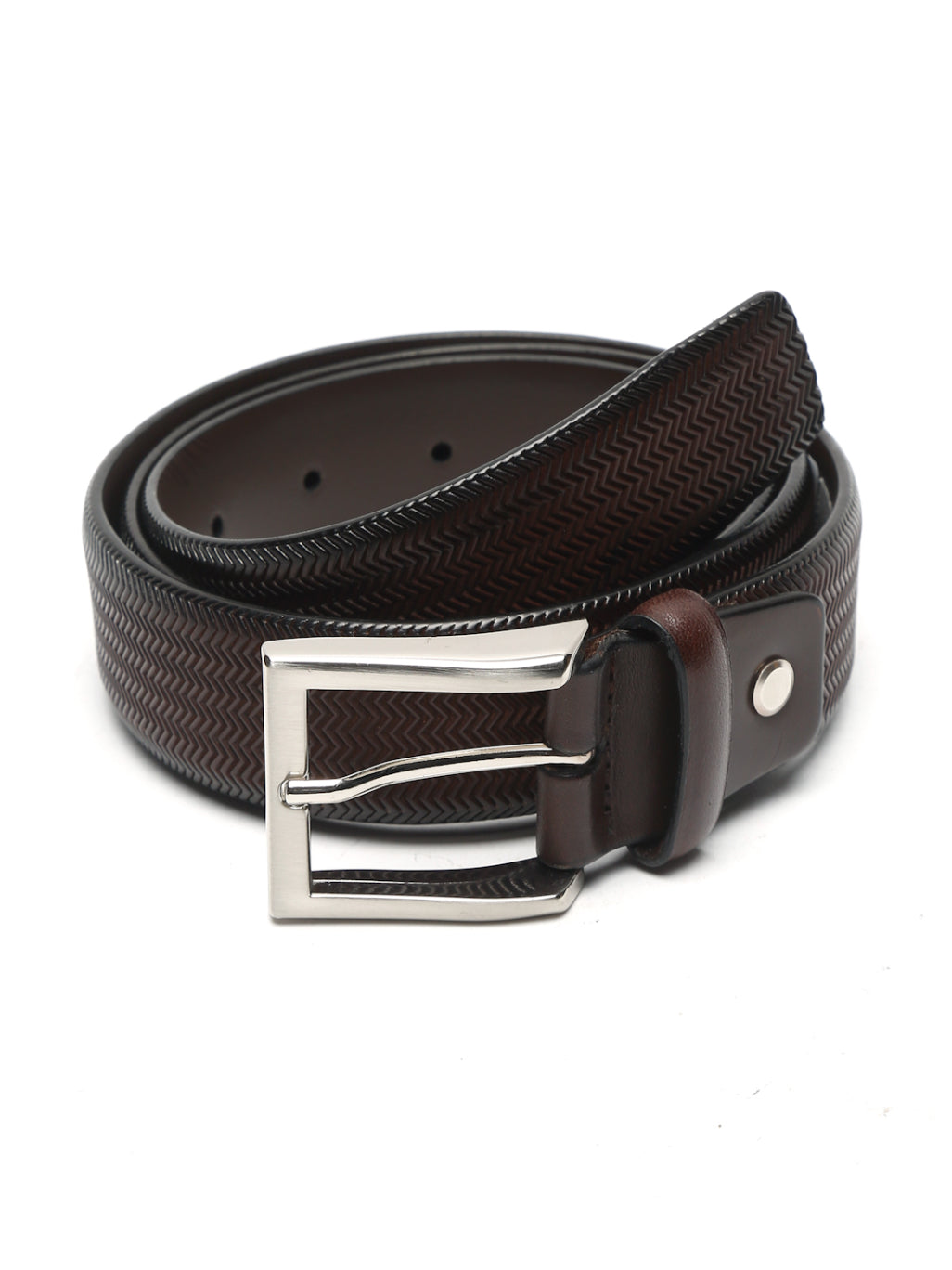 Premium Herringbone Texture Leather Belt