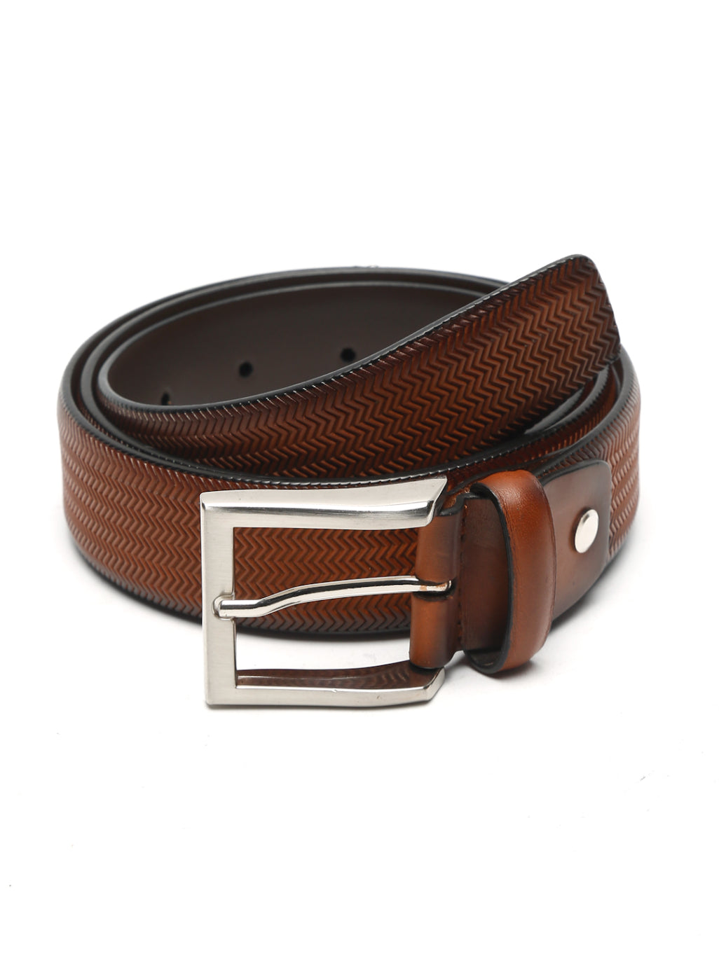 Premium Herringbone Texture Leather Belt