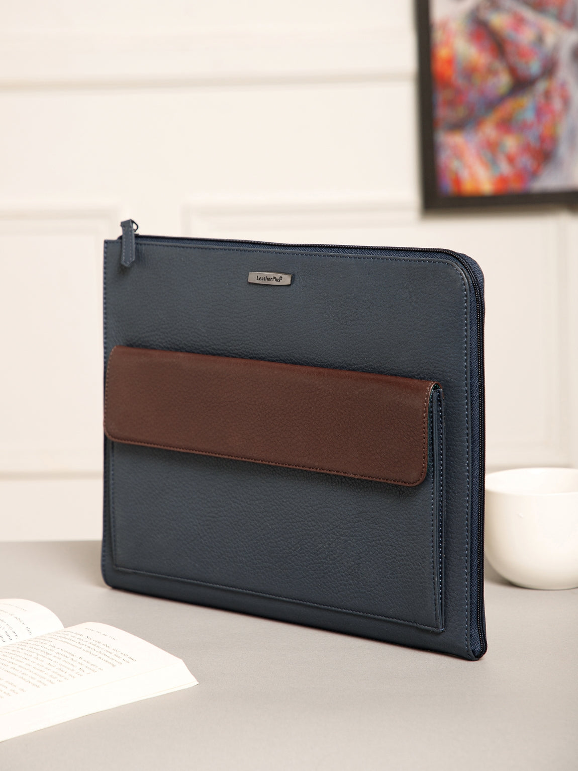Colorblock Leather Laptop Sleeve