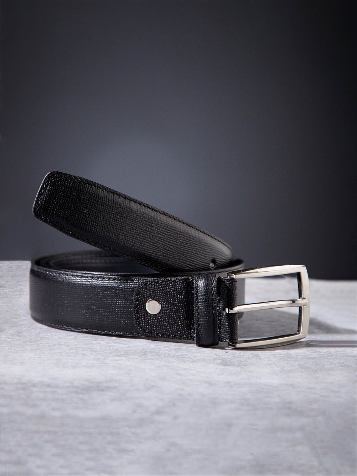 Plus Size Crosshatch Embossed Autolock Leather Belt
