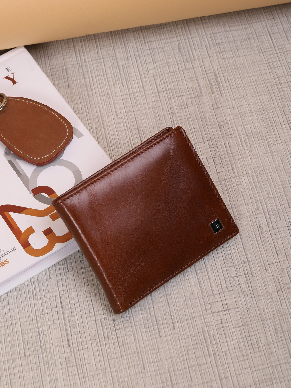 Ornate-Texture Leather Wallet