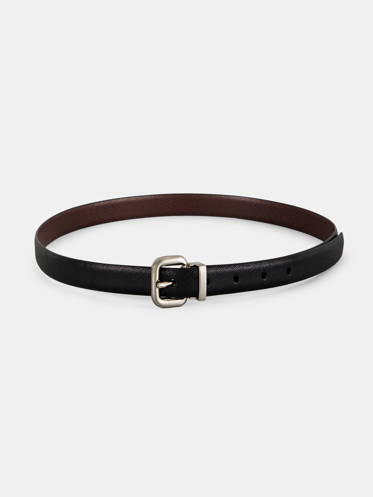Saffiano Slim Leather Belt