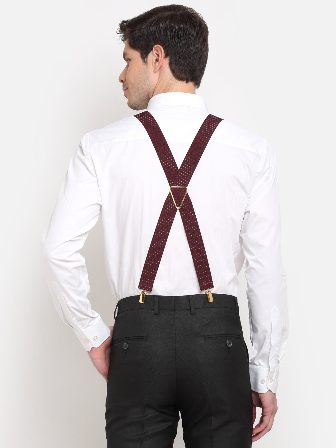 Maroon Dotted Elastic Suspenders