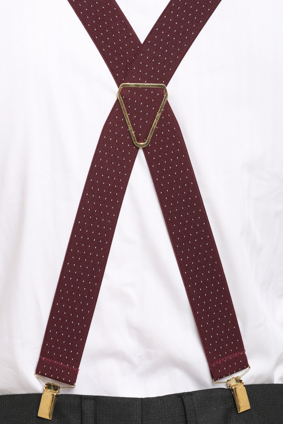 Maroon Dotted Elastic Suspenders