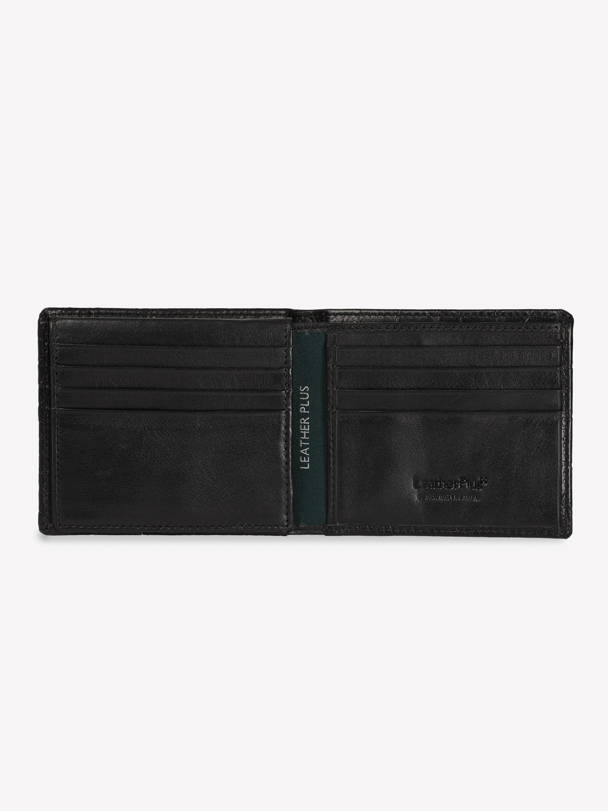 Croc-Panel Leather Wallet
