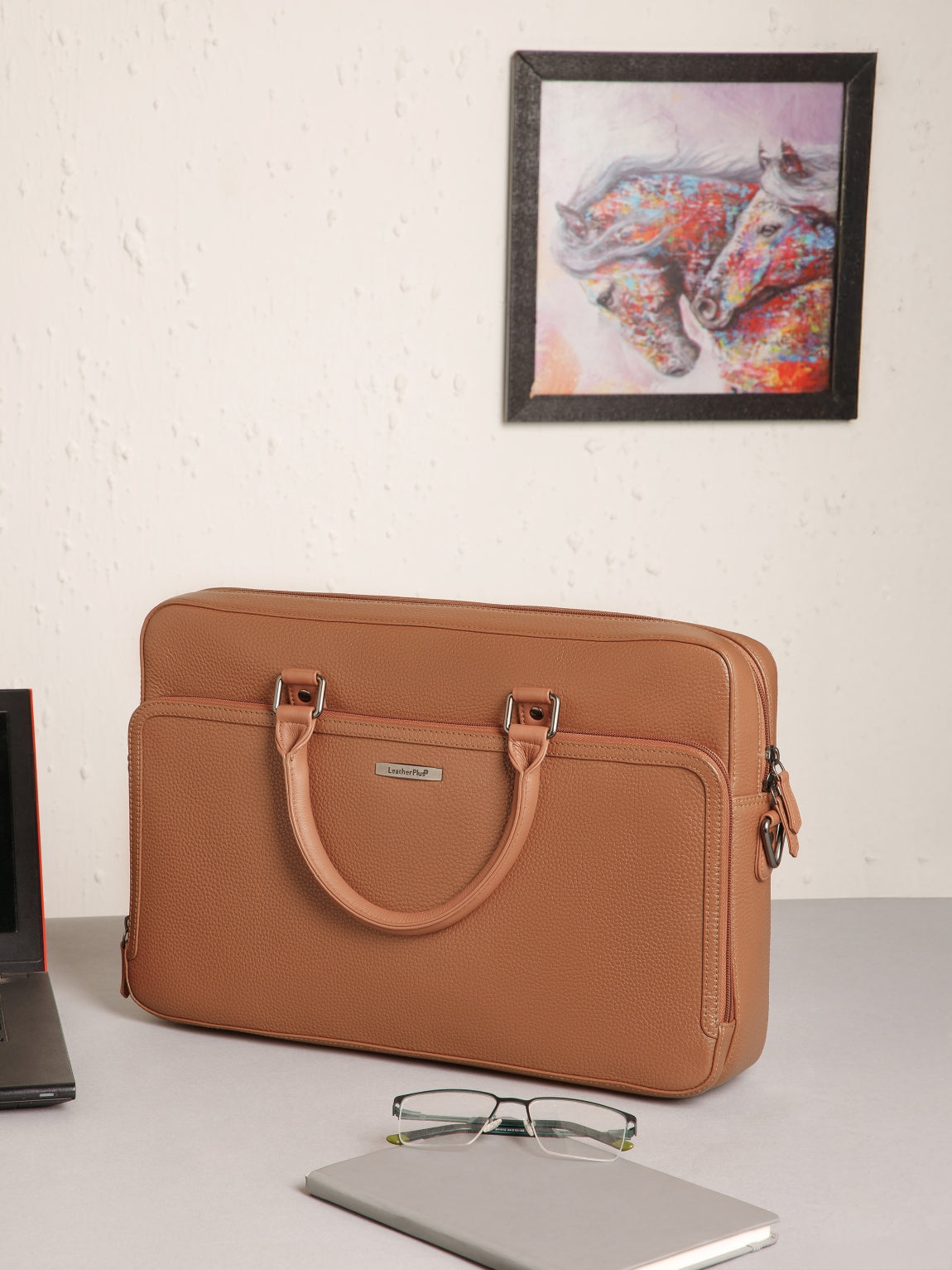 Textured Work Leather Laptop Bag