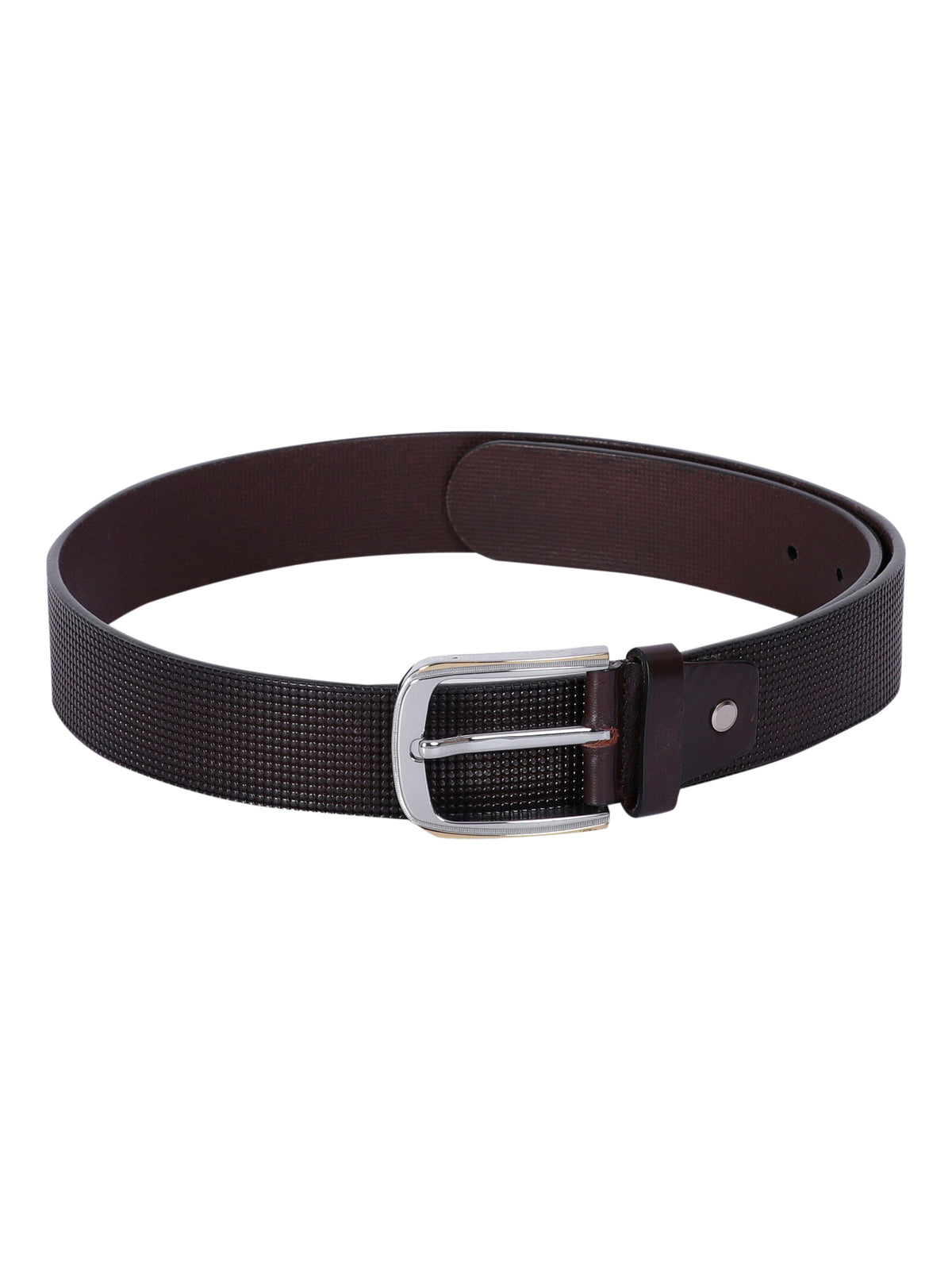 Micro Grid Texture Crafted Leather Belt