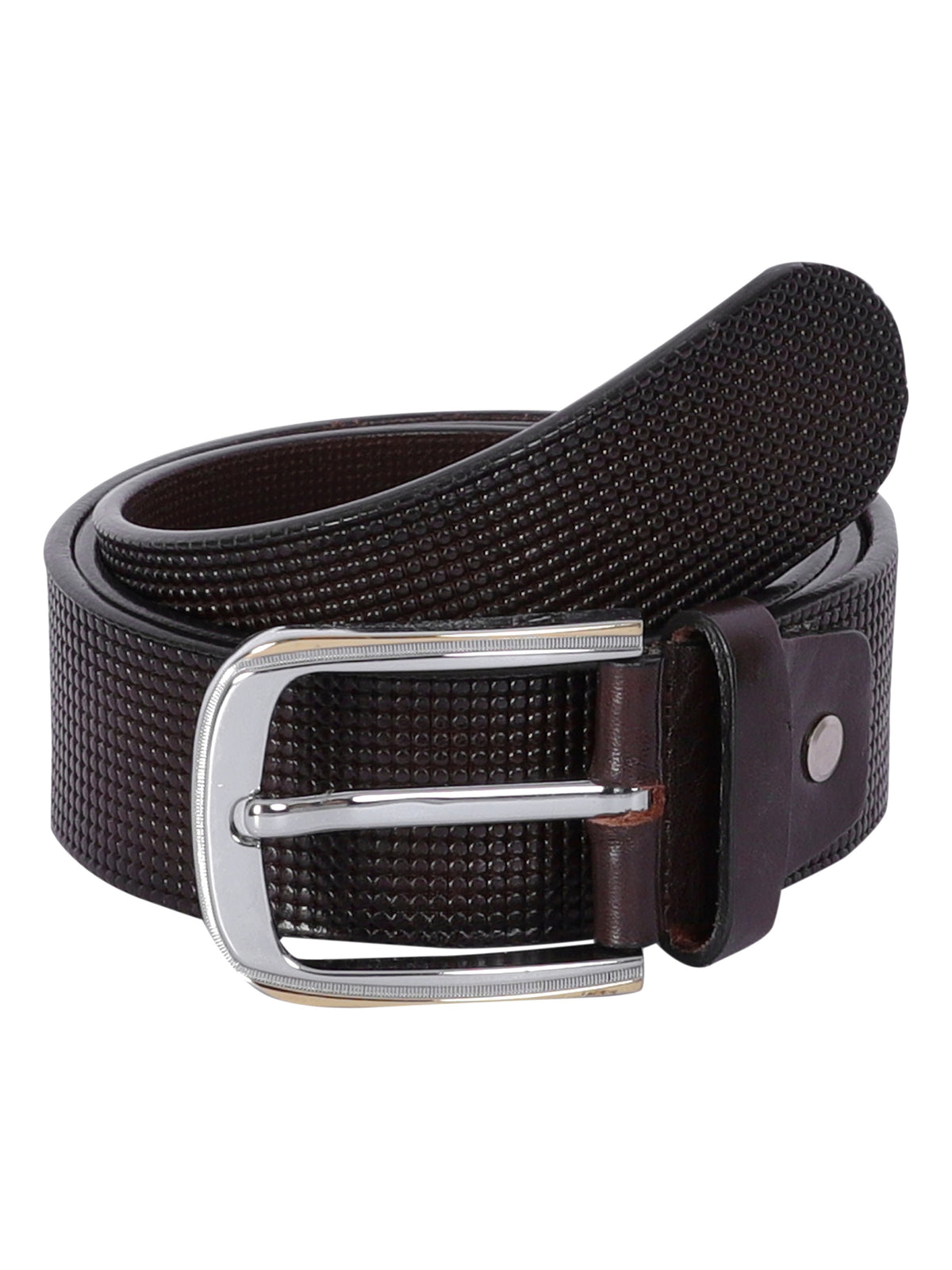 Micro Grid Texture Crafted Leather Belt