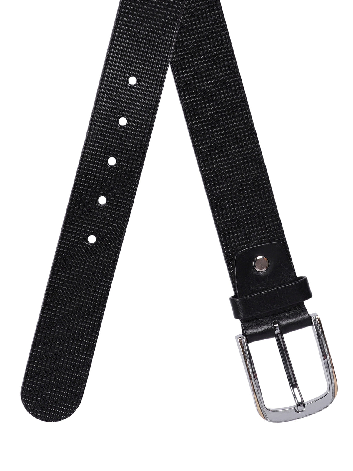 Micro Grid Texture Crafted Leather Belt