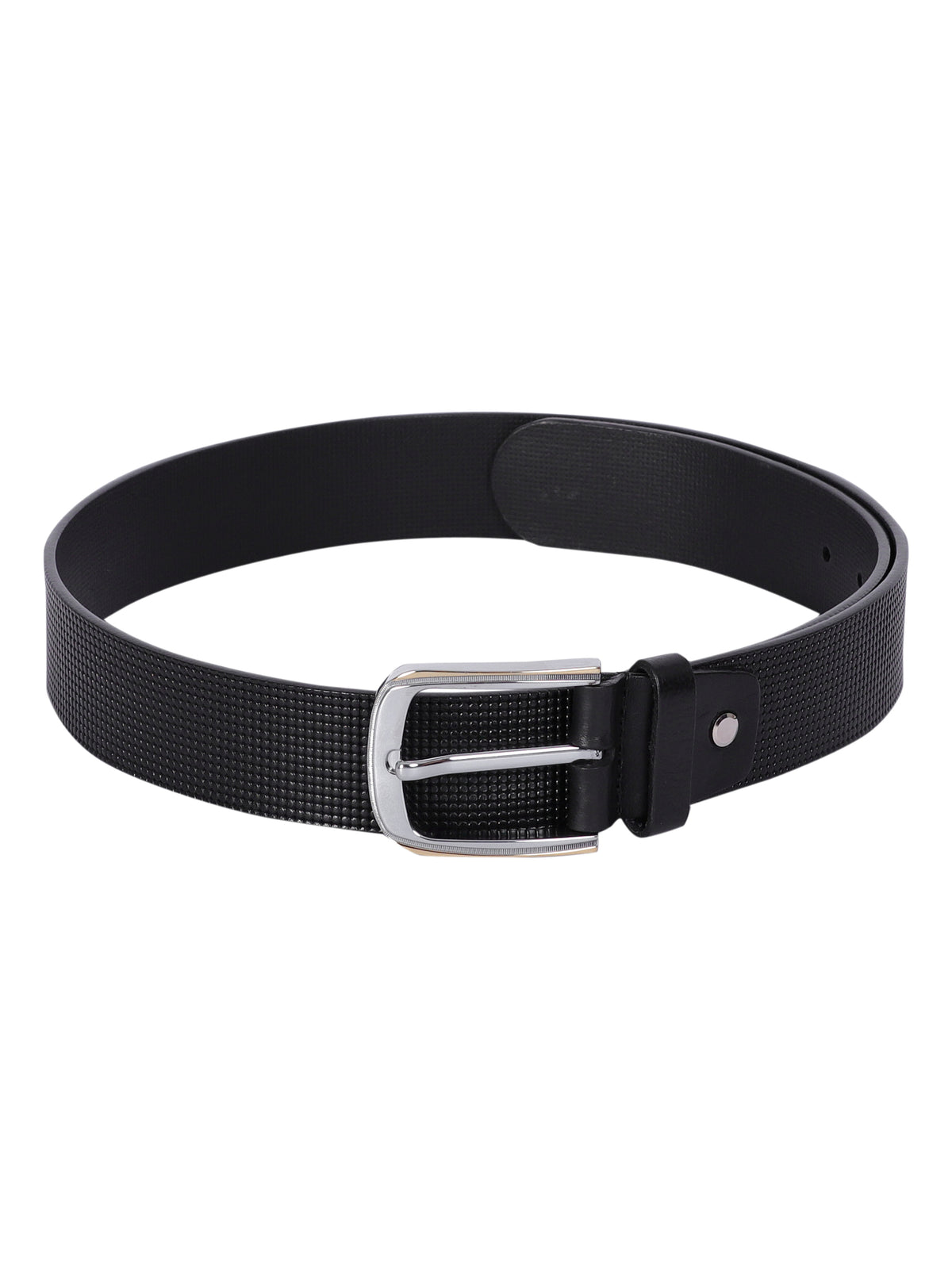 Micro Grid Texture Crafted Leather Belt