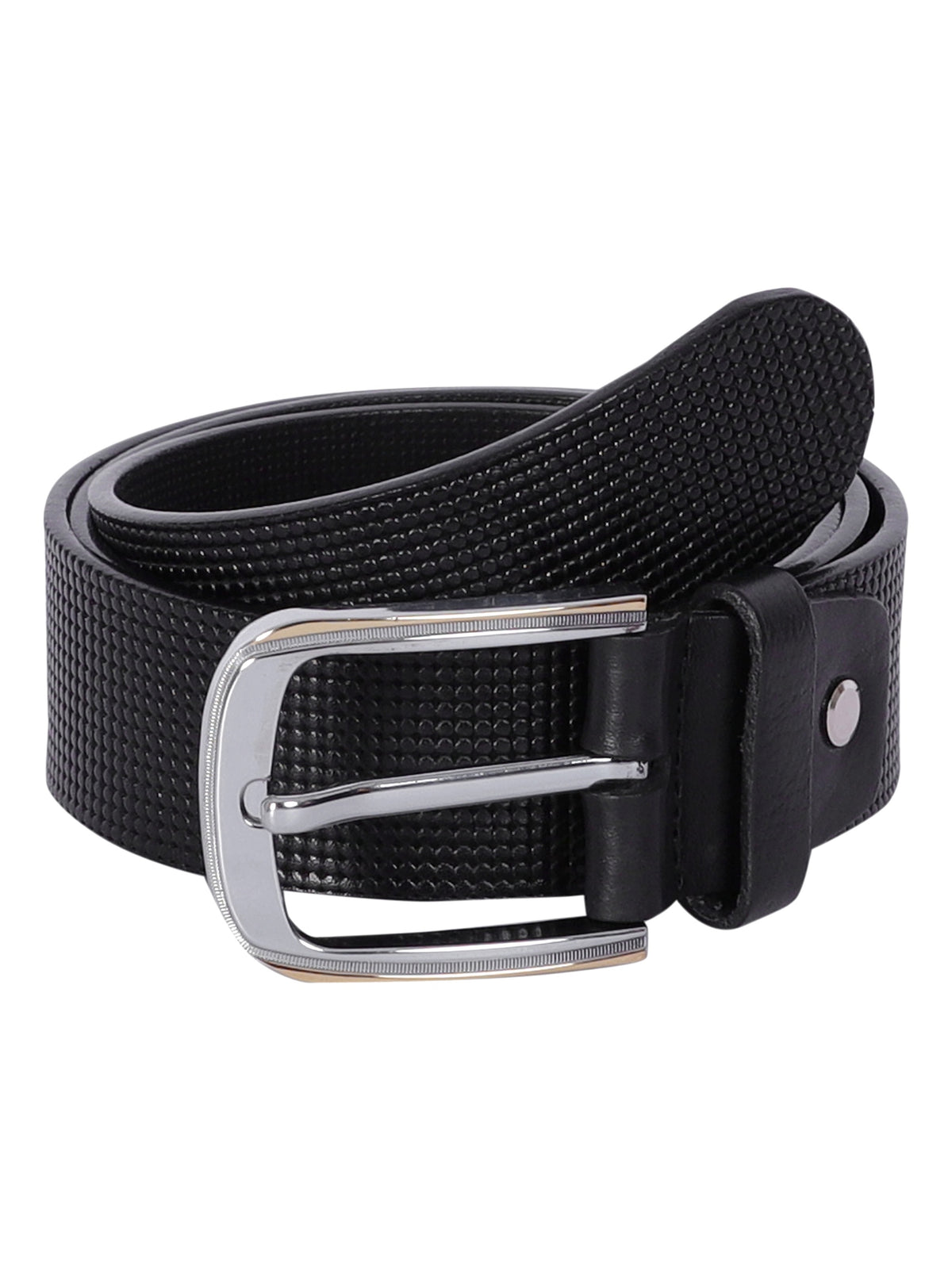 Micro Grid Texture Crafted Leather Belt