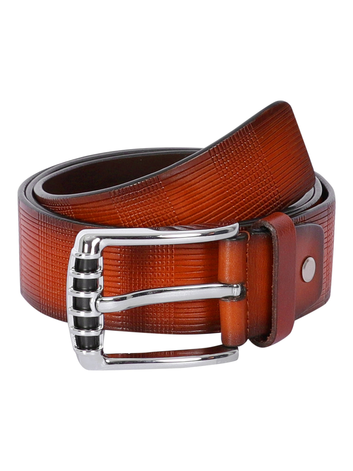 Pinstripe Embossed Leather Belt