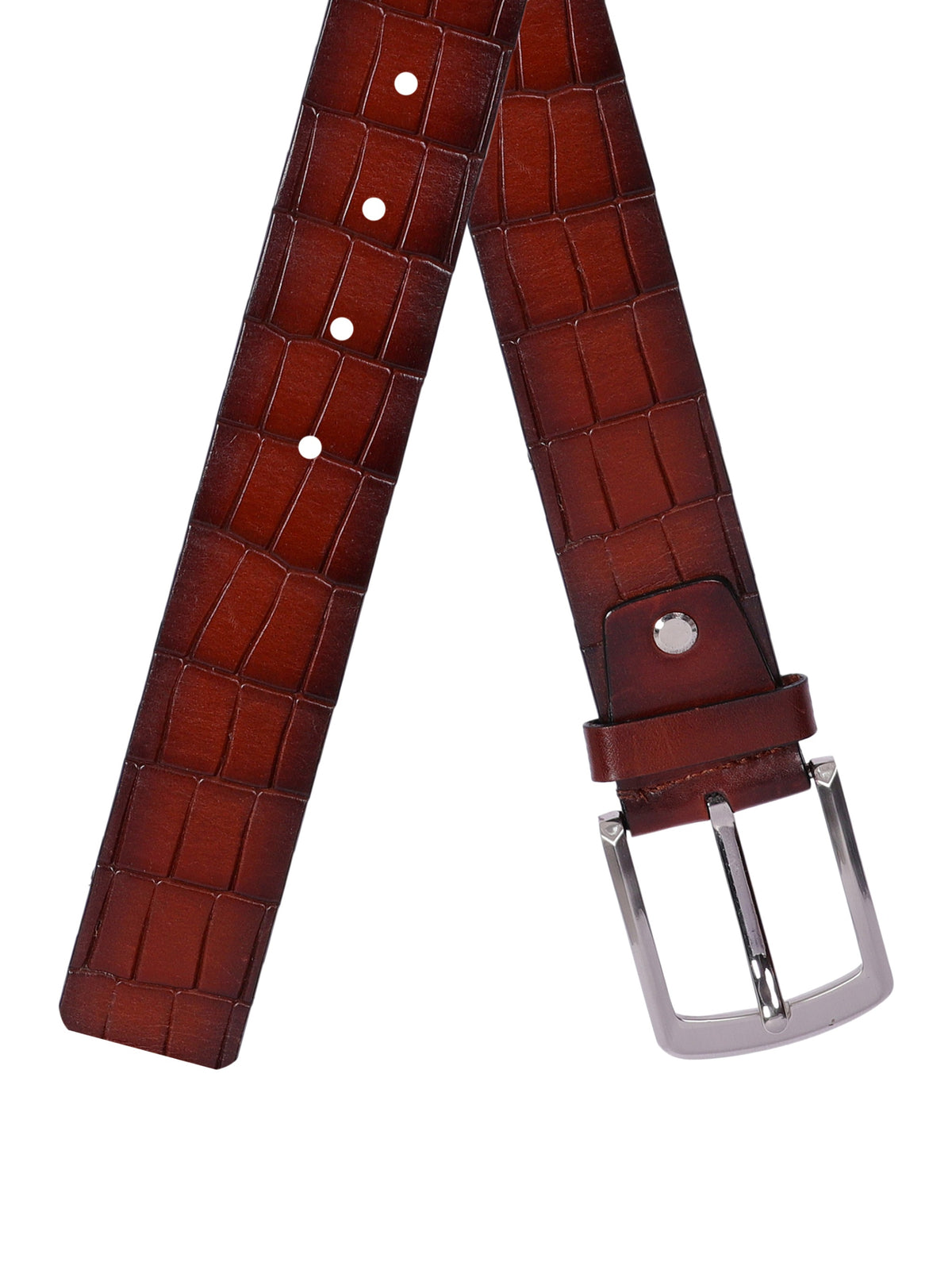 Crocodile Embossed Leather Belt