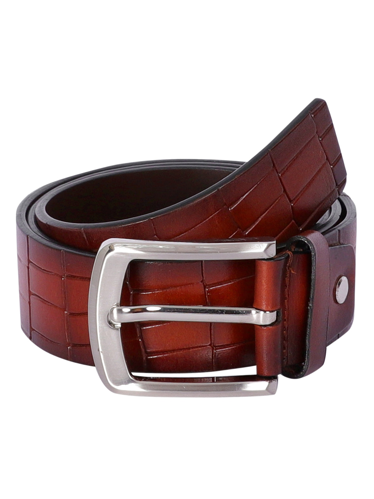 Crocodile Embossed Leather Belt