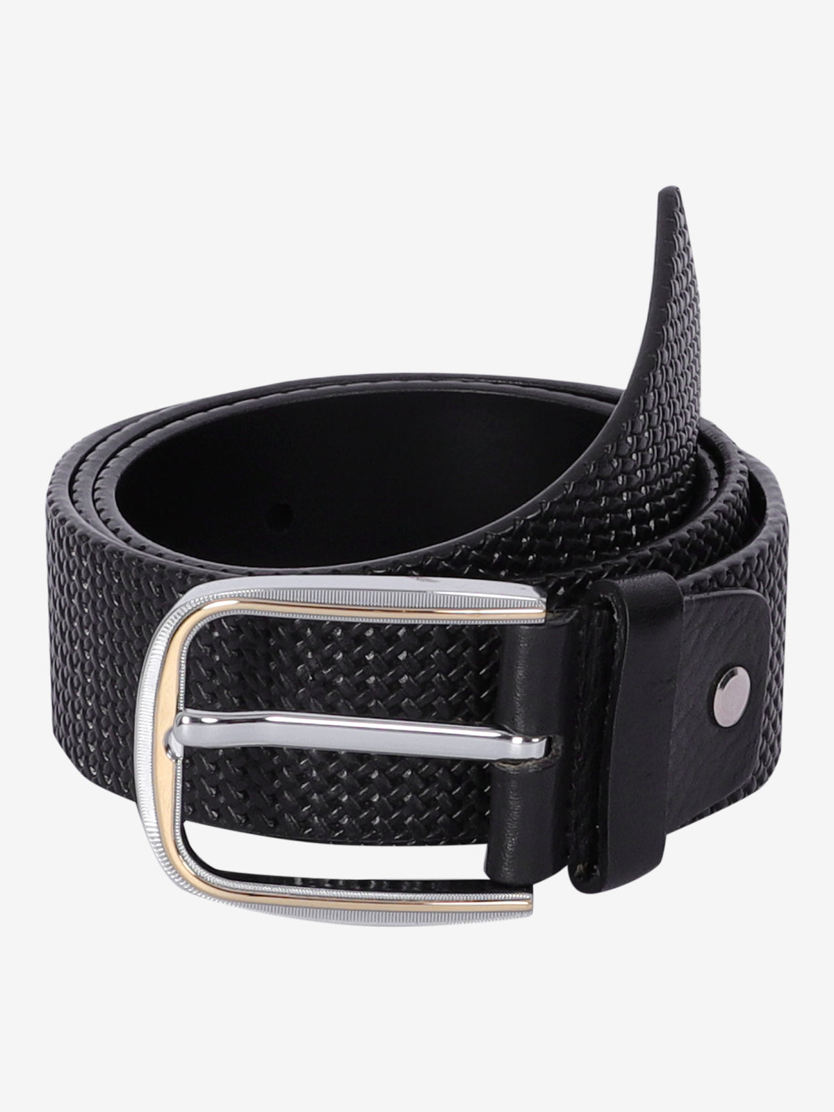 Basket Weave Embossed Leather Belt