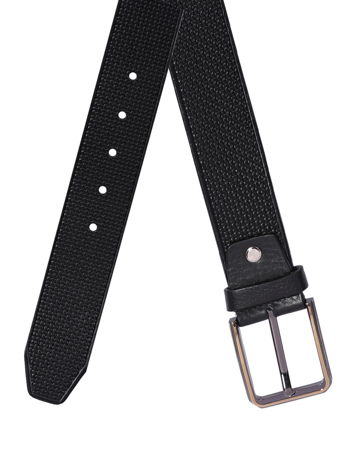 Braided-Look Embossed Leather Belt