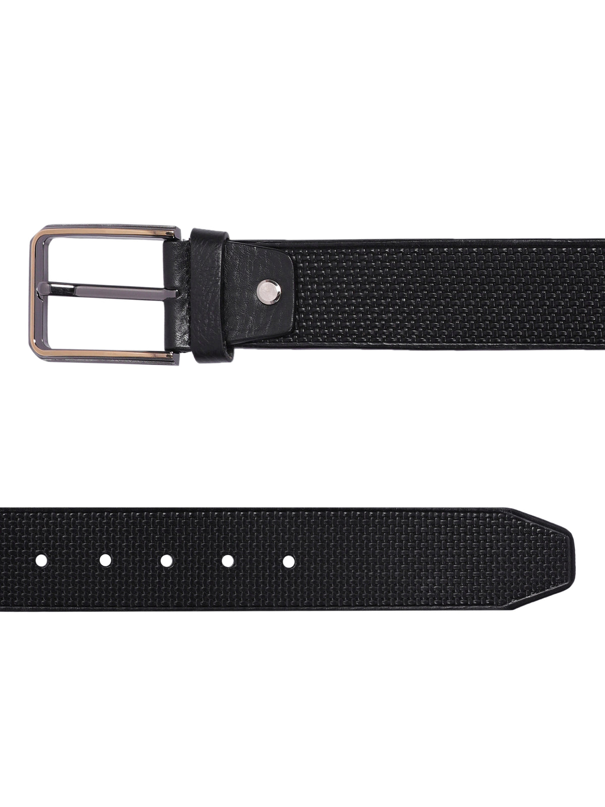 Braided-Look Embossed Leather Belt