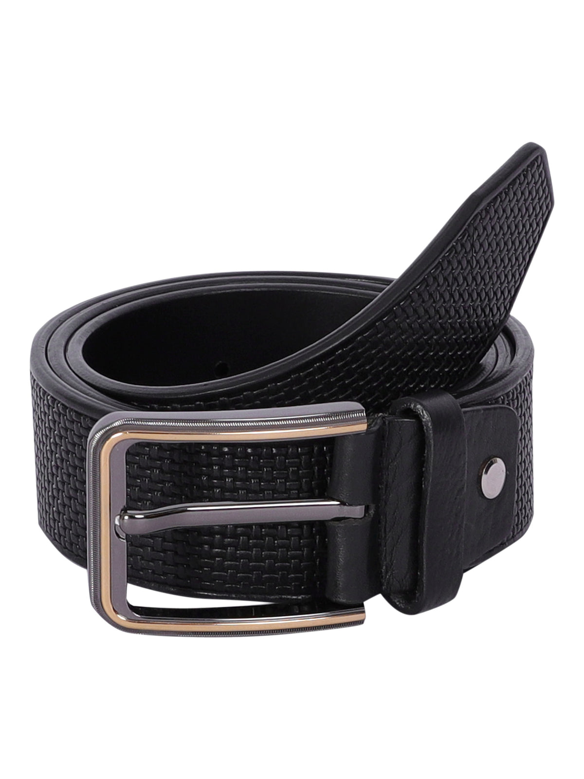 Braided-Look Embossed Leather Belt