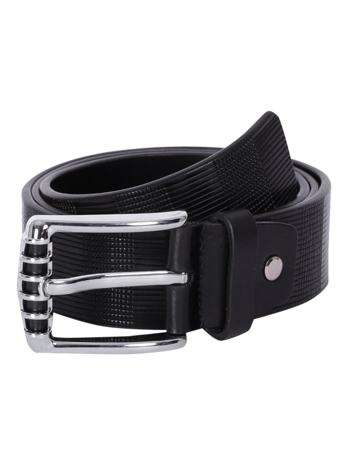 Pinstripe Embossed Leather Belt
