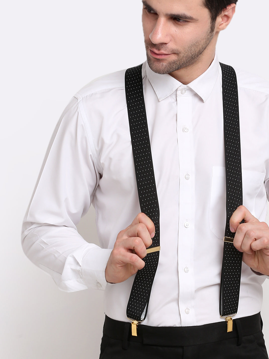 Black Dotted Elastic Suspenders