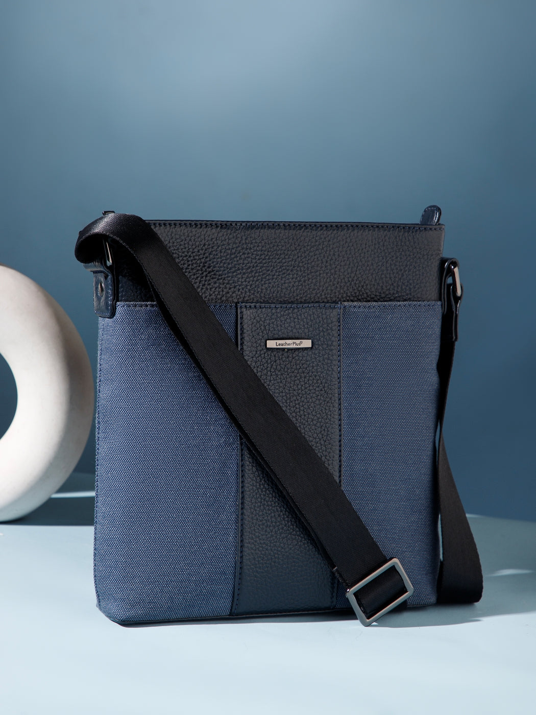 Dual-Texture Leather Sling Bag
