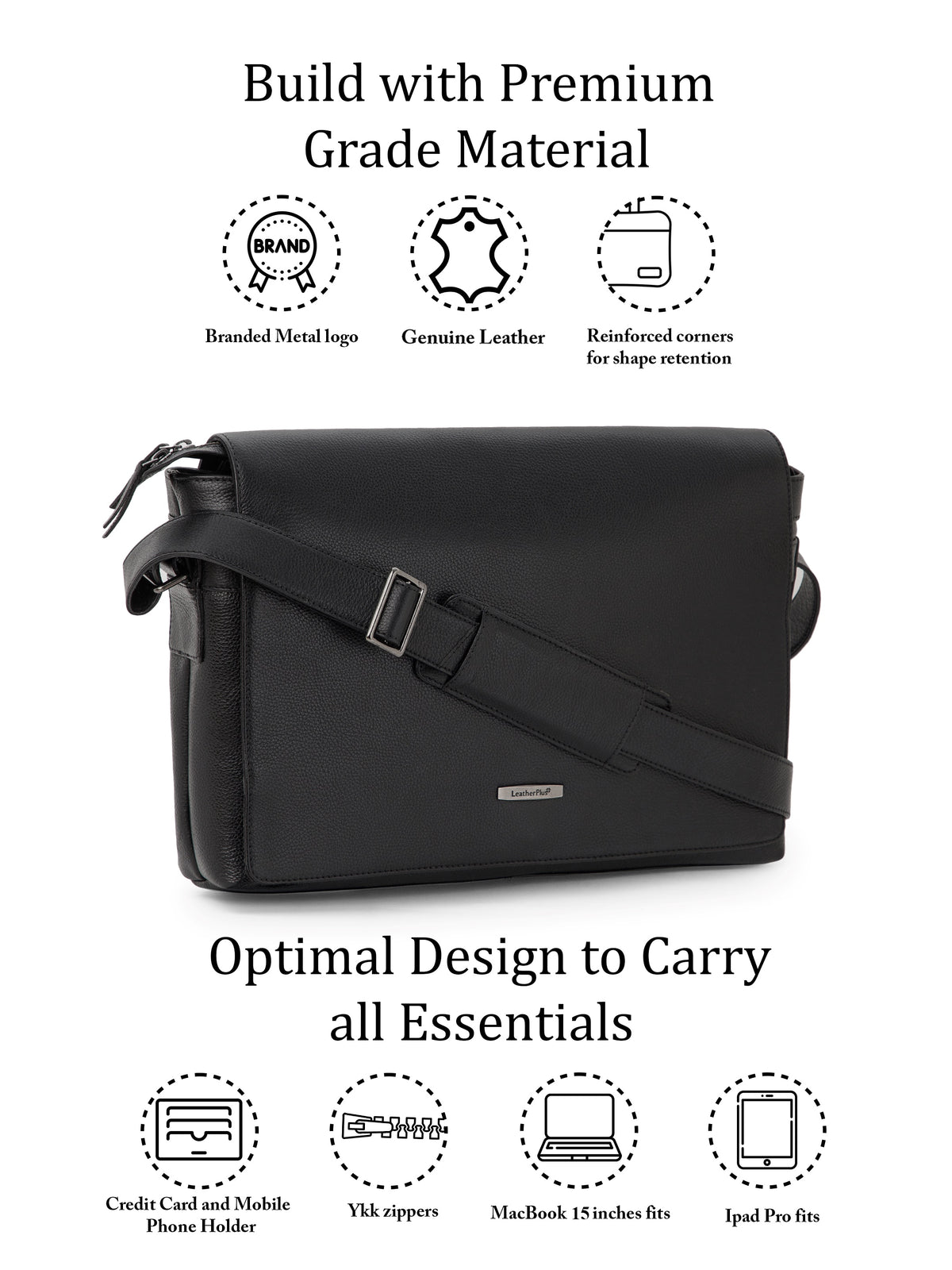Flap Leather Laptop Bag