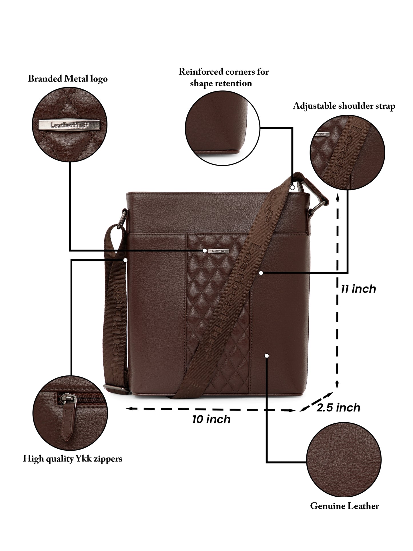Quilted Leather Men Sling Bag SGL-652 Brown