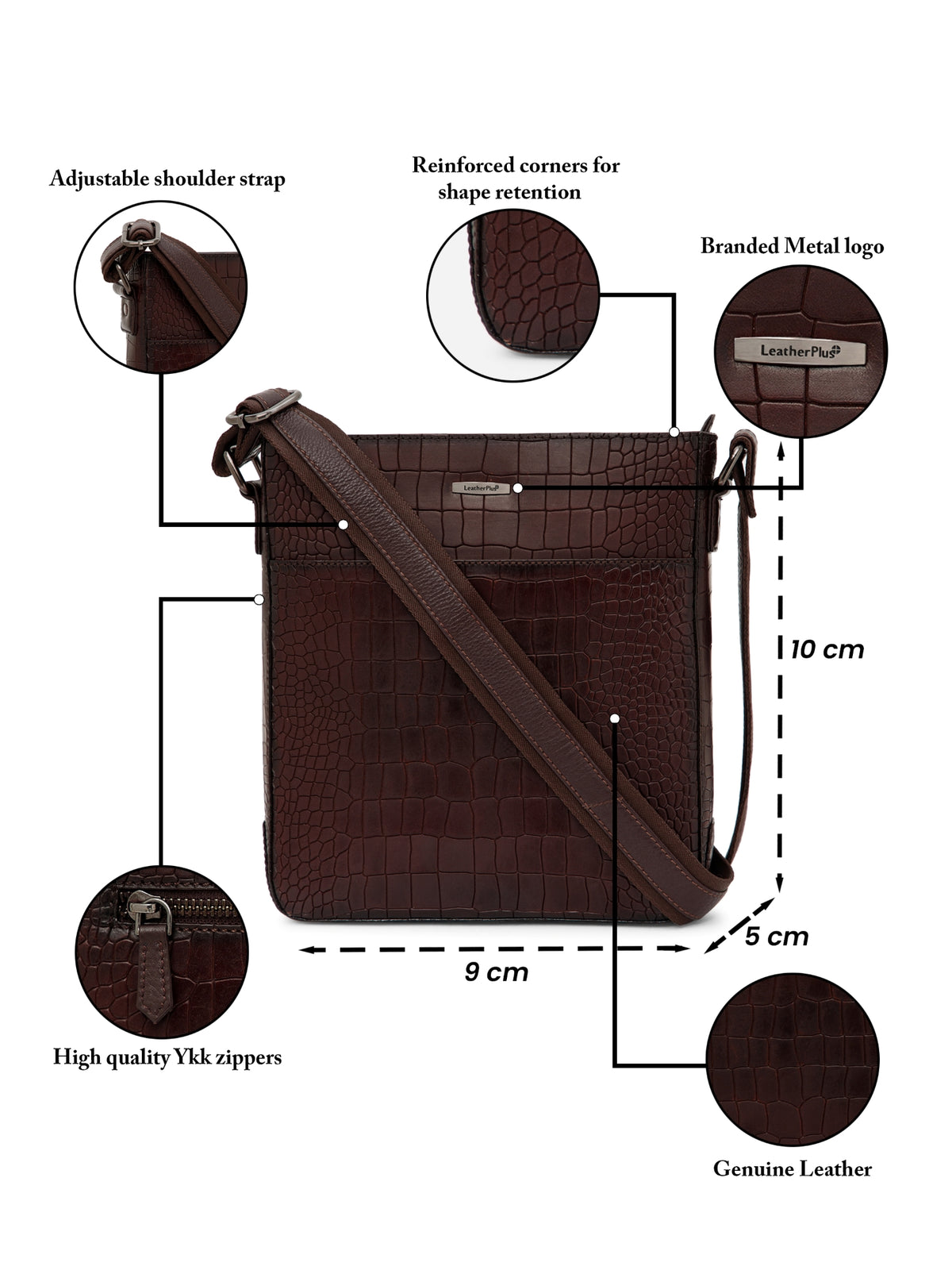 Croc-Embossed Leather Sling Bag
