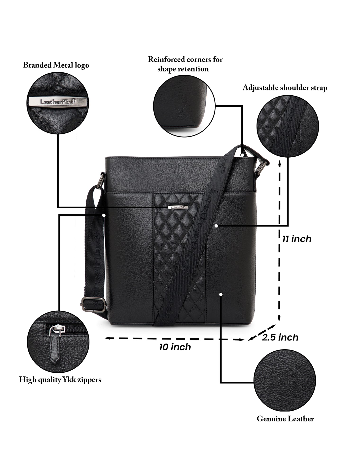 Quilted Leather Men Sling Bag SGL-652 Black